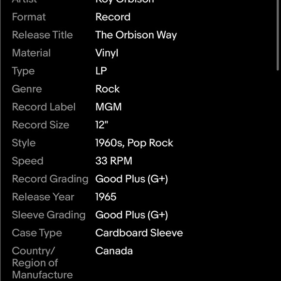 Roy Orbison - The Orbison Way - Original 1965 Mono Vinyl LP Record Album - Picture 14 of 14